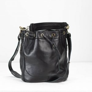 Danae The Ultimate Black Leather Drawstring Bucket Bag for Women
