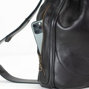 Danae The Ultimate Black Leather Drawstring Bucket Bag for Women