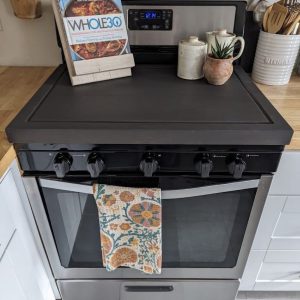 Dark Gray Farmhouse Stove Cover – Noodle Board – Cutting Board Tray – Gas & Electric Stove Top Protector
