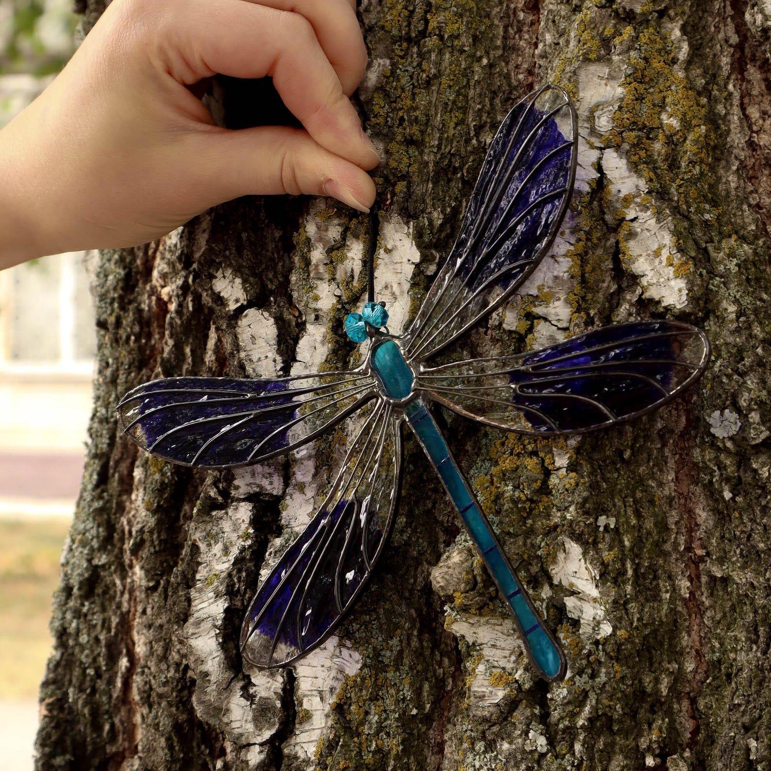 Dazzling Dragonfly Suncatcher – Stained Glass Art, Unique Christmas Ornament & Handmade Present