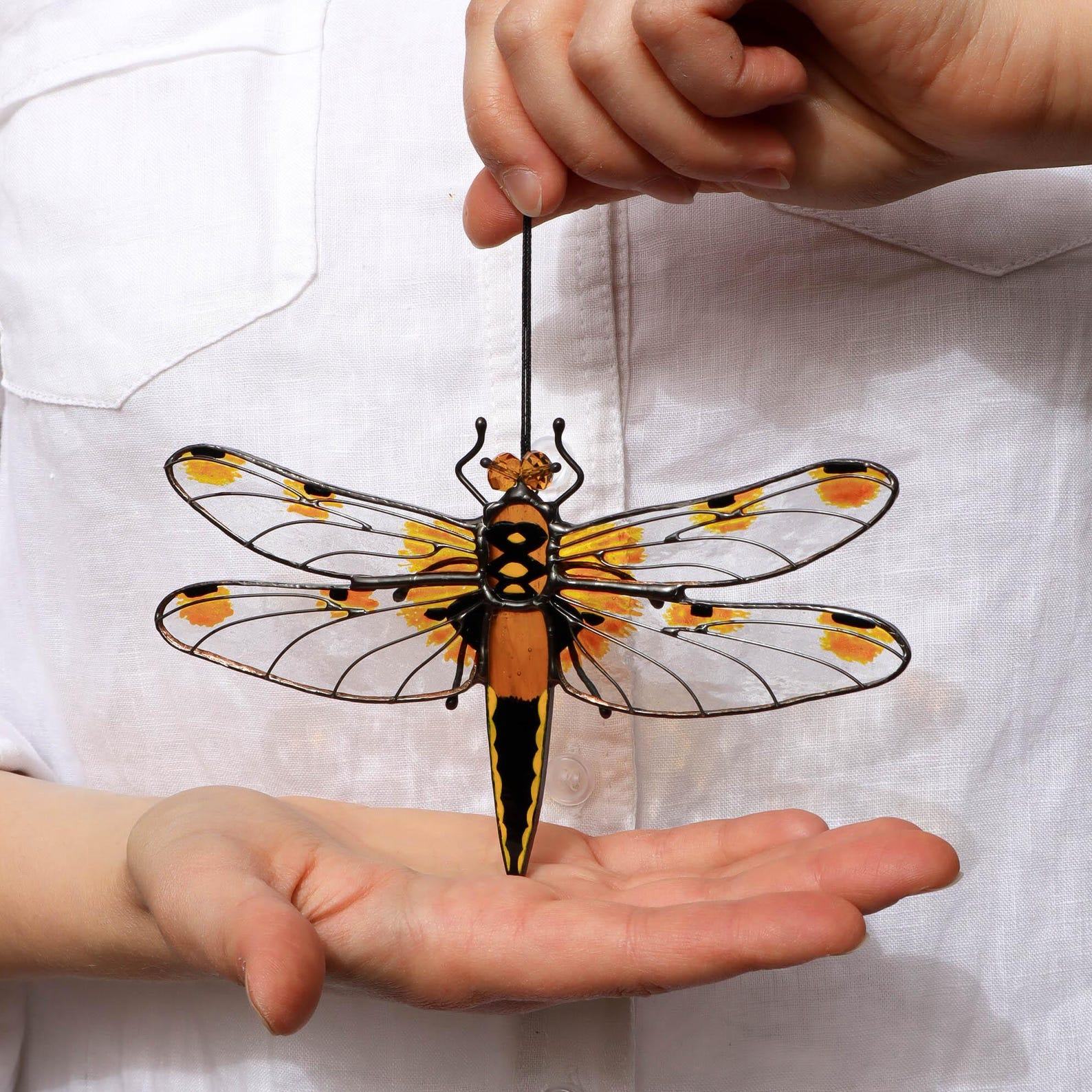 Dazzling Dragonfly Suncatcher – Stained Glass Art, Unique Christmas Ornament & Handmade Present