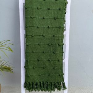 Deep Green Handwoven Cotton Throw Blanket Embrace Nature’s Cozy Embrace