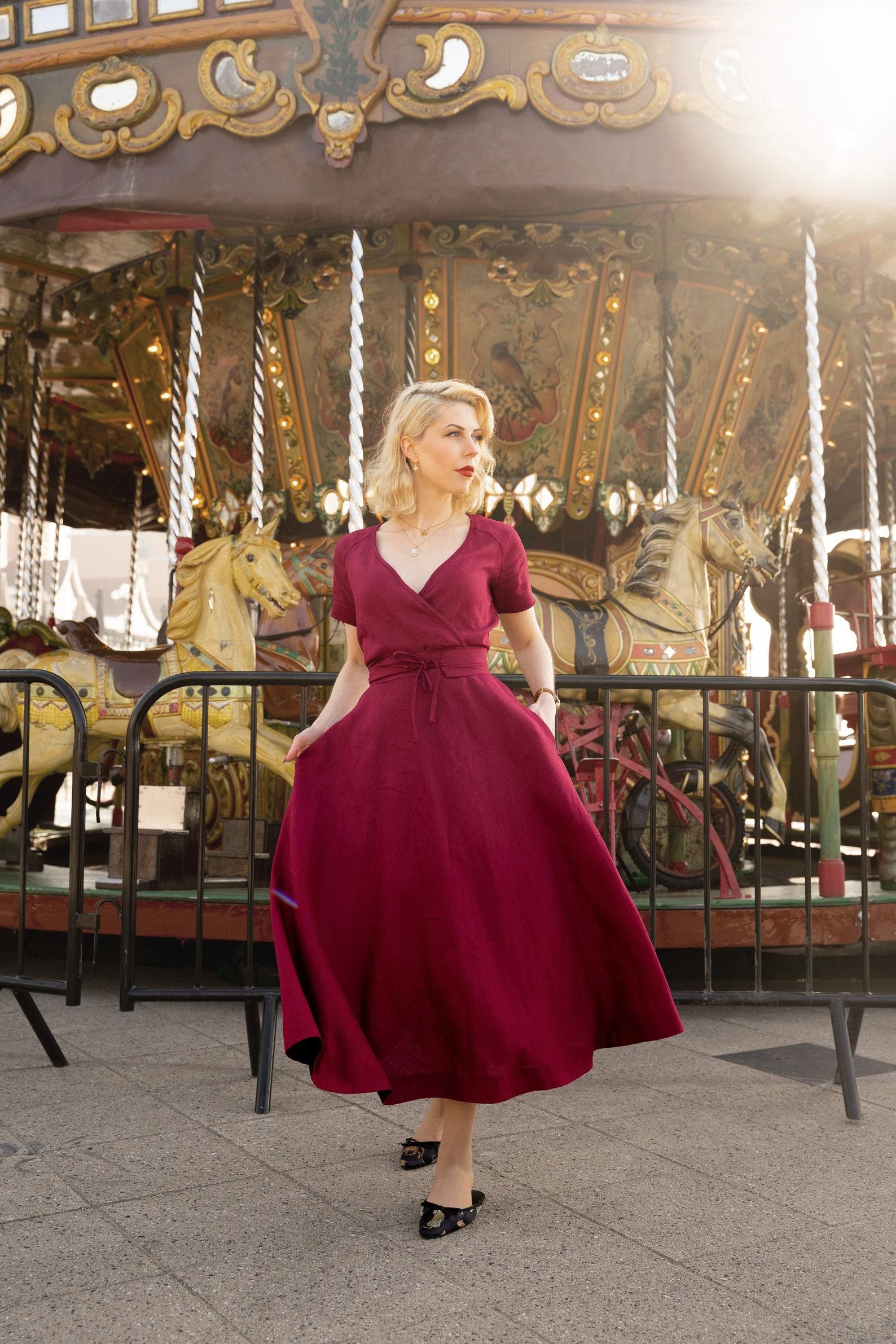 Deep Green Linen Dress Classic, Elegant, and Sustainable Summer Style - Image 3