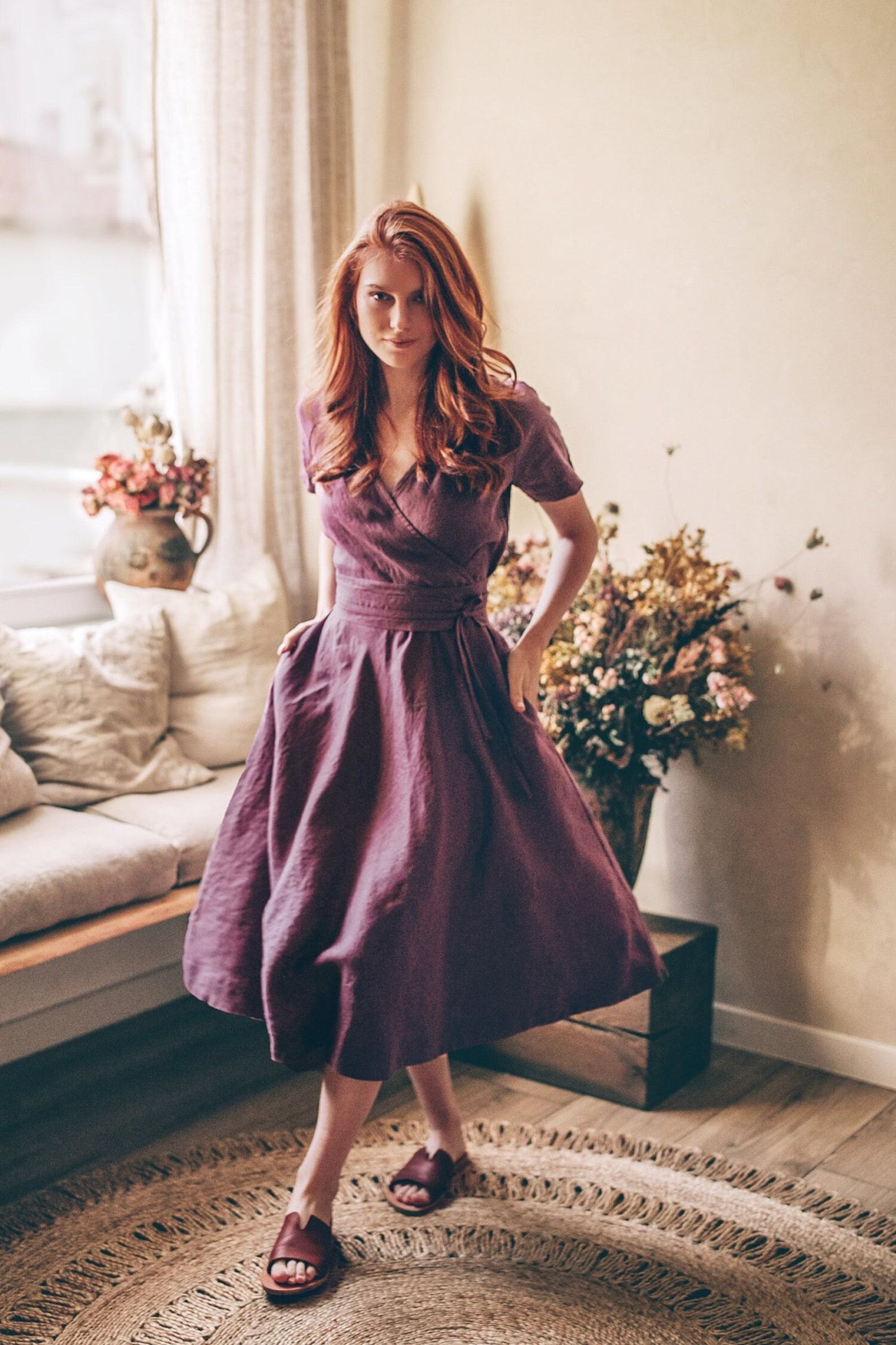 Deep Green Linen Dress Classic, Elegant, and Sustainable Summer Style - Image 5