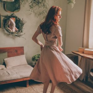 Deep Green Linen Dress Classic, Elegant, and Sustainable Summer Style