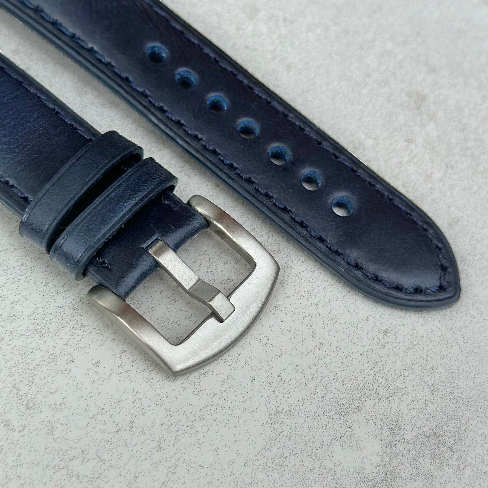 Deep Ocean Blue Full Grain Leather Watch Strap Elevate Your Timepiece with Unparalleled Comfort and Style