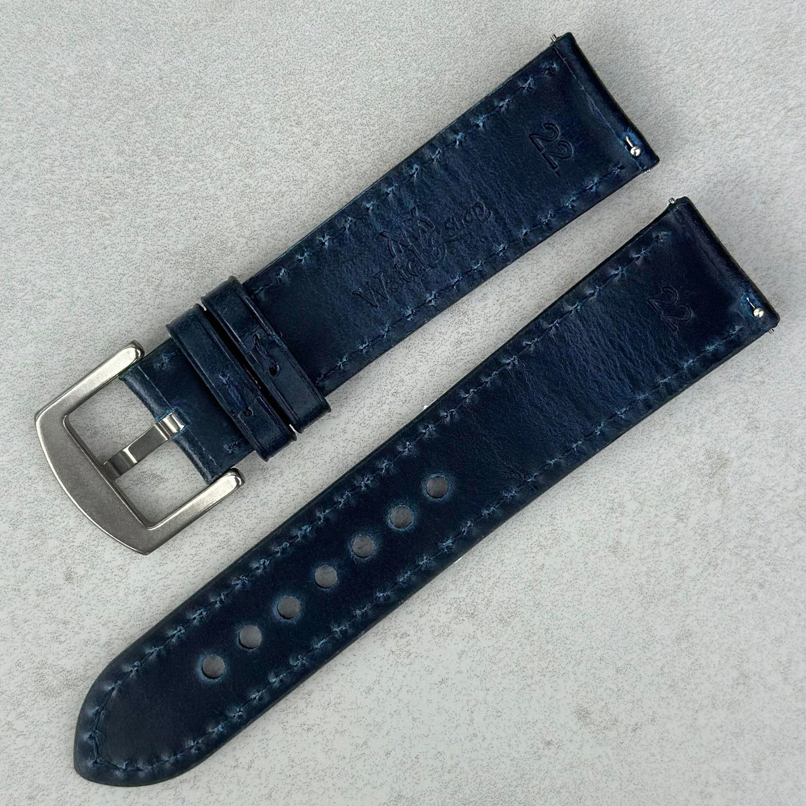 Deep Ocean Blue Full Grain Leather Watch Strap Elevate Your Timepiece with Unparalleled Comfort and Style