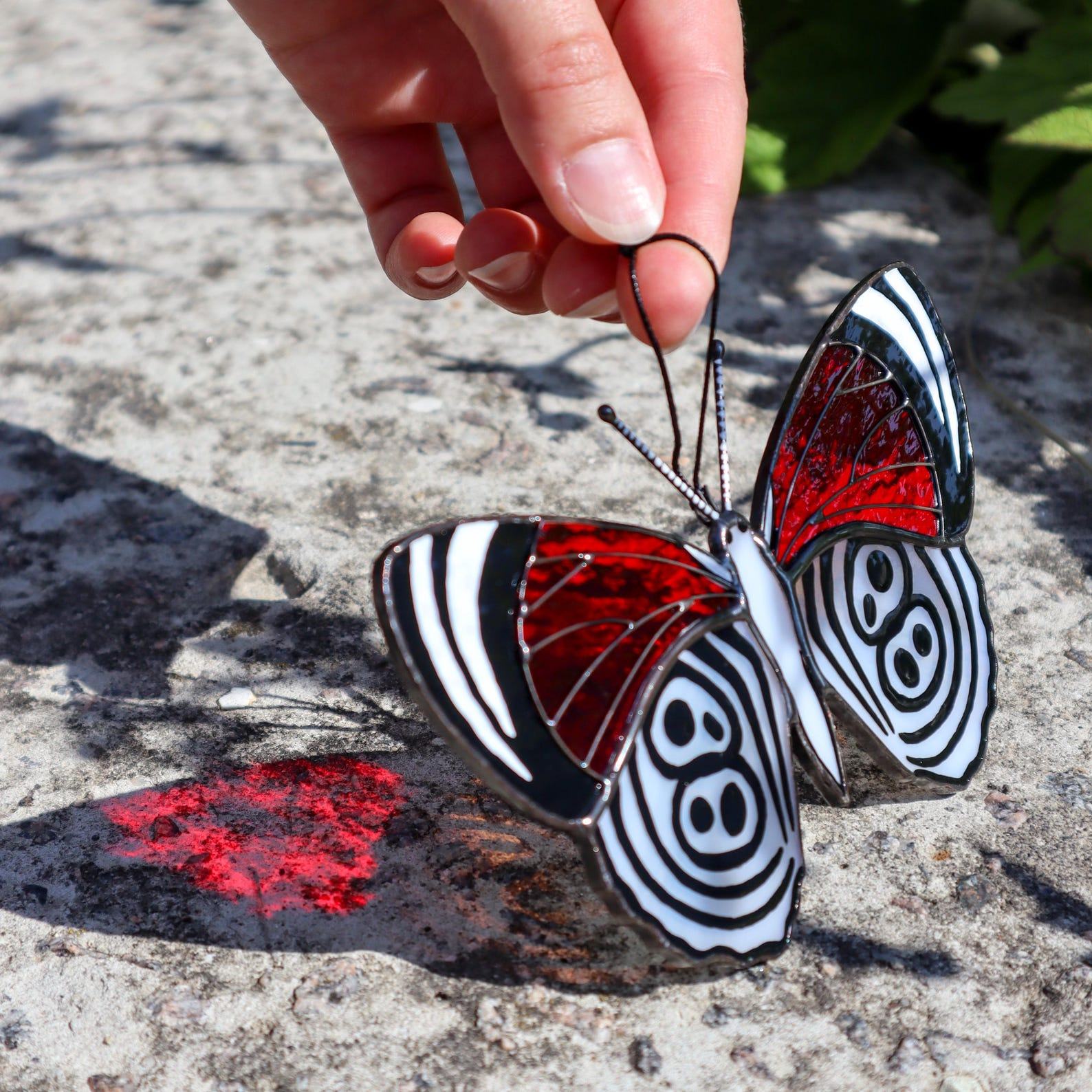Diaethria Butterfly Suncatcher – Stained Glass Window Hanging, Unique Present for Mom & Home Decor