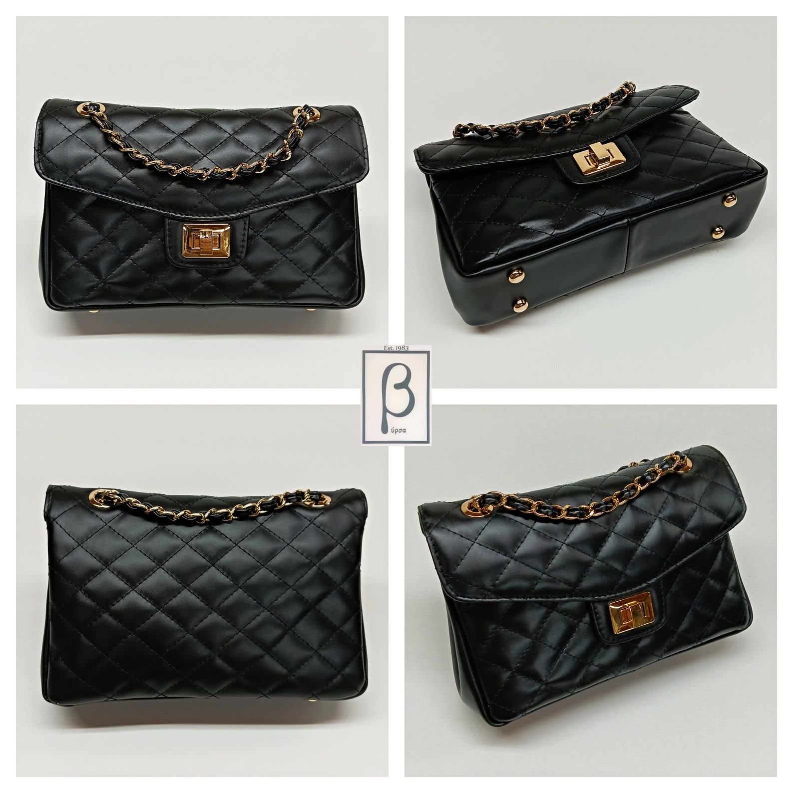 DIAMONDS Style Timeless Leather Shoulder Bag, Elegant Handbag, Quilted Evening Bag, Crossbody Bag