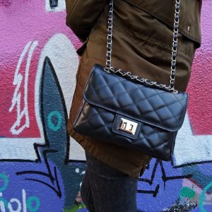 Diamonds V Style Classic and Elegant Leather Shoulder Bag for Evening Occasions