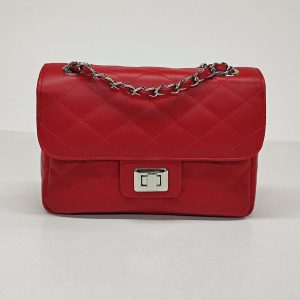 Diamonds V Style Classic and Elegant Leather Shoulder Bag for Evening Occasions