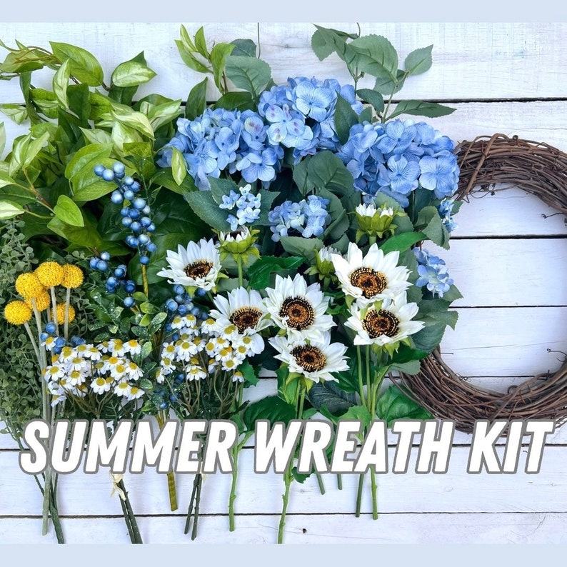 DIY Summer Wreath Kit Craft Your Own Hydrangea and Sunflower Masterpiece