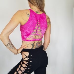 Dragon Fruit Crop Top and Hand Dyed Yoga Slit Weave Fire Hula Hoop Unleash Your Inner Goddess