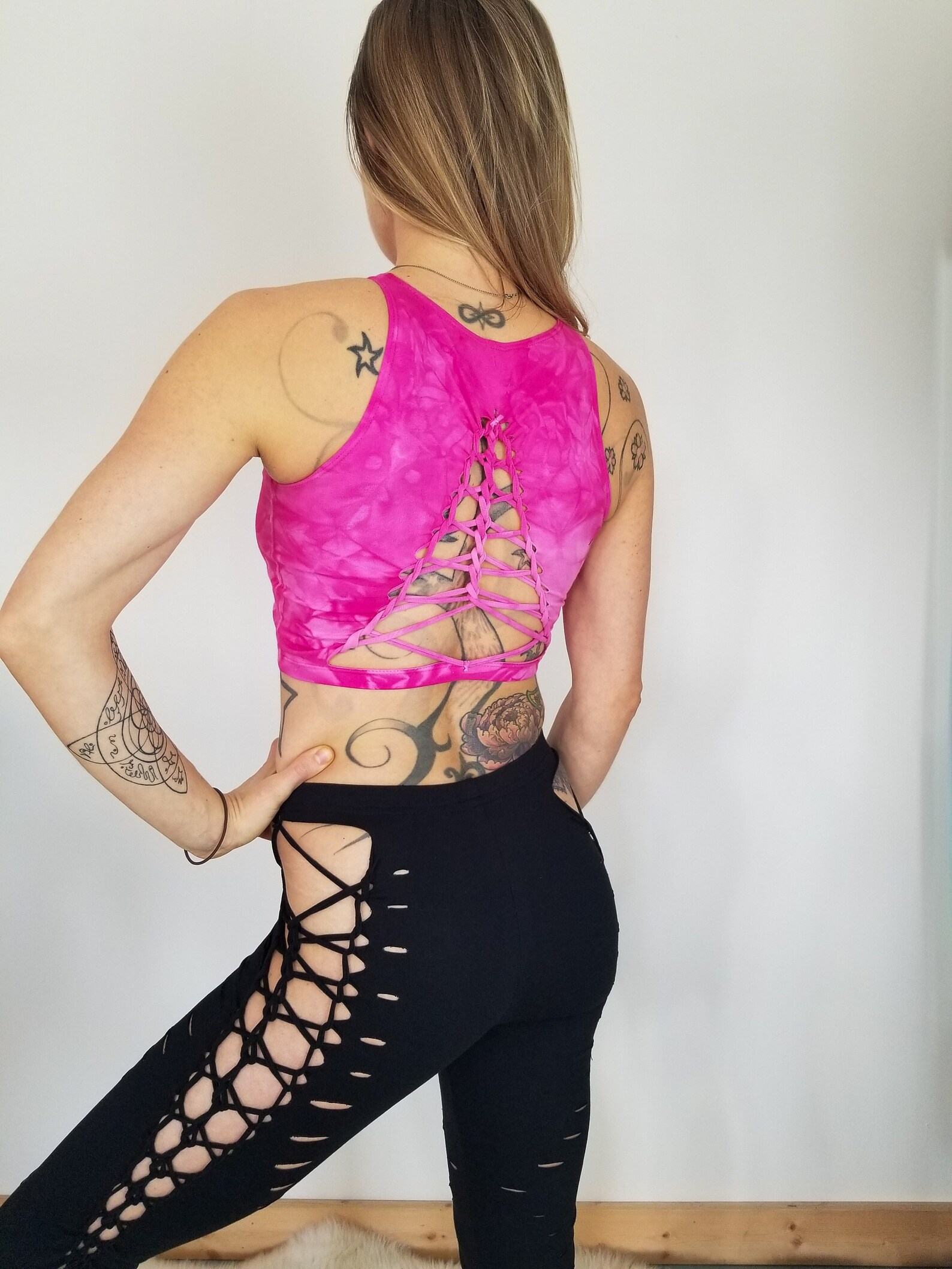 Dragon Fruit Crop Top and Hand Dyed Yoga Slit Weave Fire Hula Hoop Unleash Your Inner Goddess - Image 6