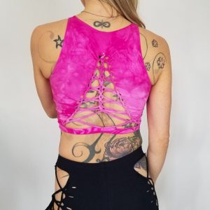 Dragon Fruit Crop Top and Hand Dyed Yoga Slit Weave Fire Hula Hoop Unleash Your Inner Goddess
