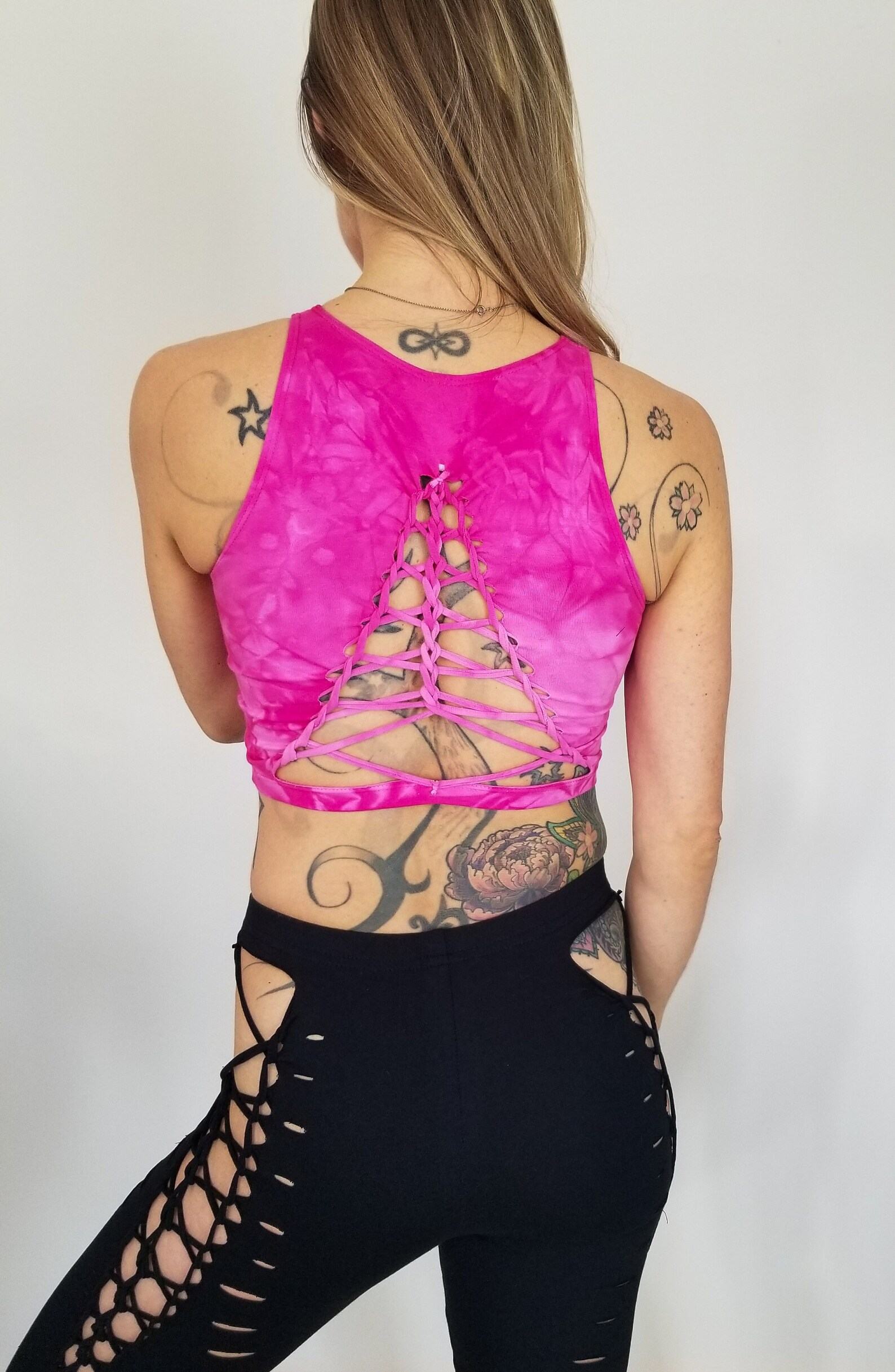 Dragon Fruit Crop Top and Hand Dyed Yoga Slit Weave Fire Hula Hoop Unleash Your Inner Goddess - Image 5