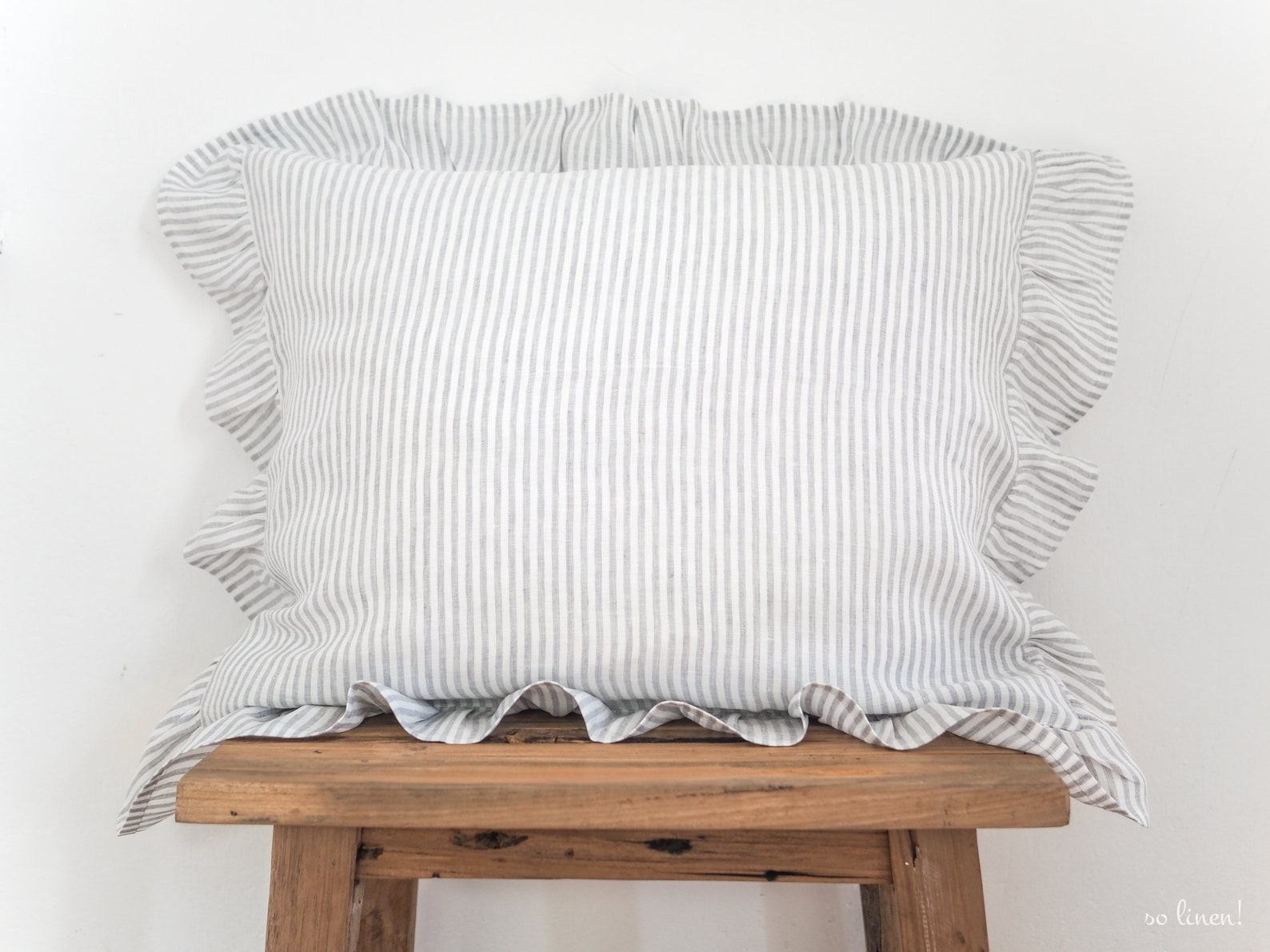 Dreamy Linen Pillowcase Embrace the Elegance of Ruffles - Image 2