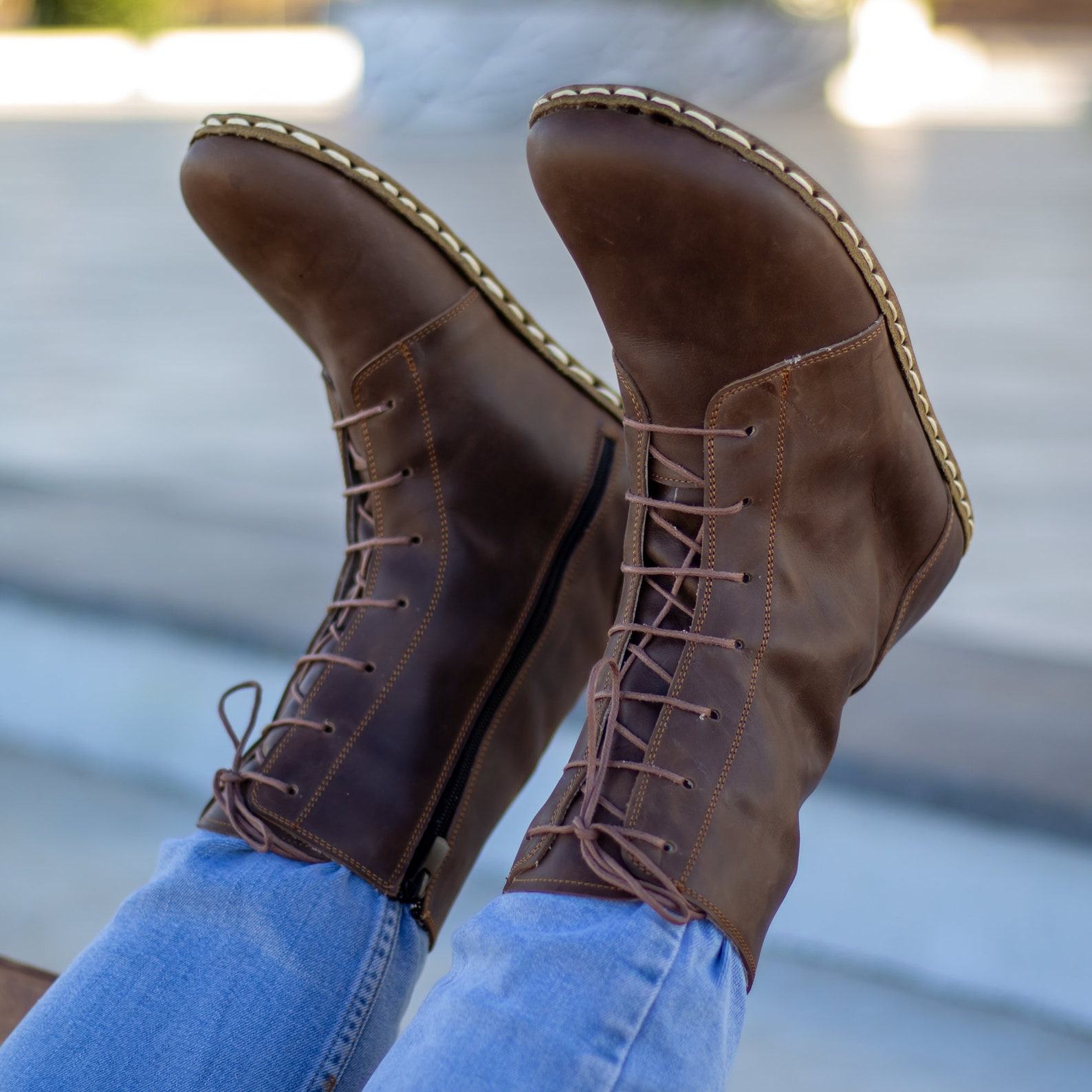 Earth Shoe Embrace the Barefoot Revolution with Our Handmade Brown Leather Boots