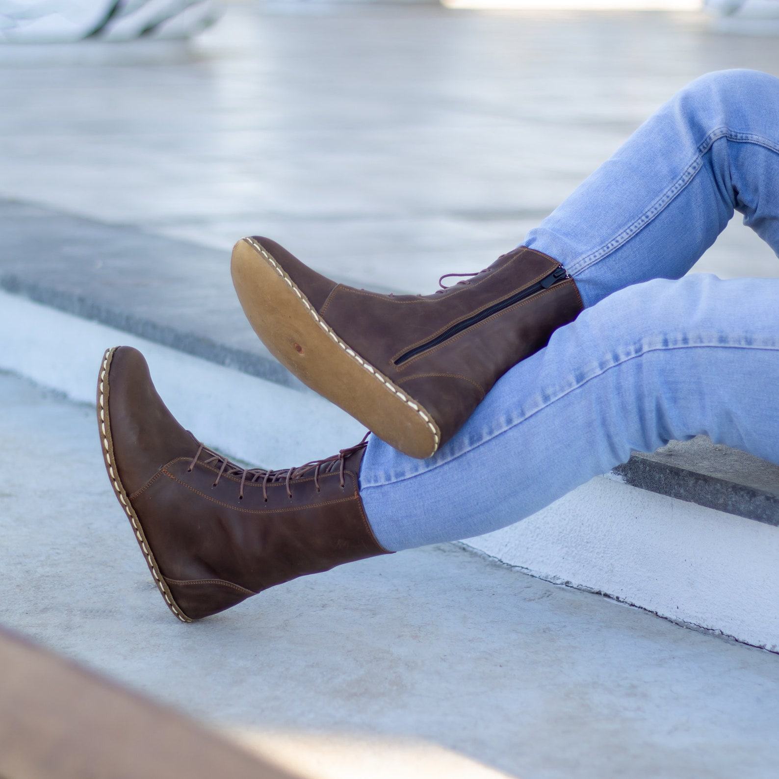 Earth Shoe Embrace the Barefoot Revolution with Our Handmade Brown Leather Boots