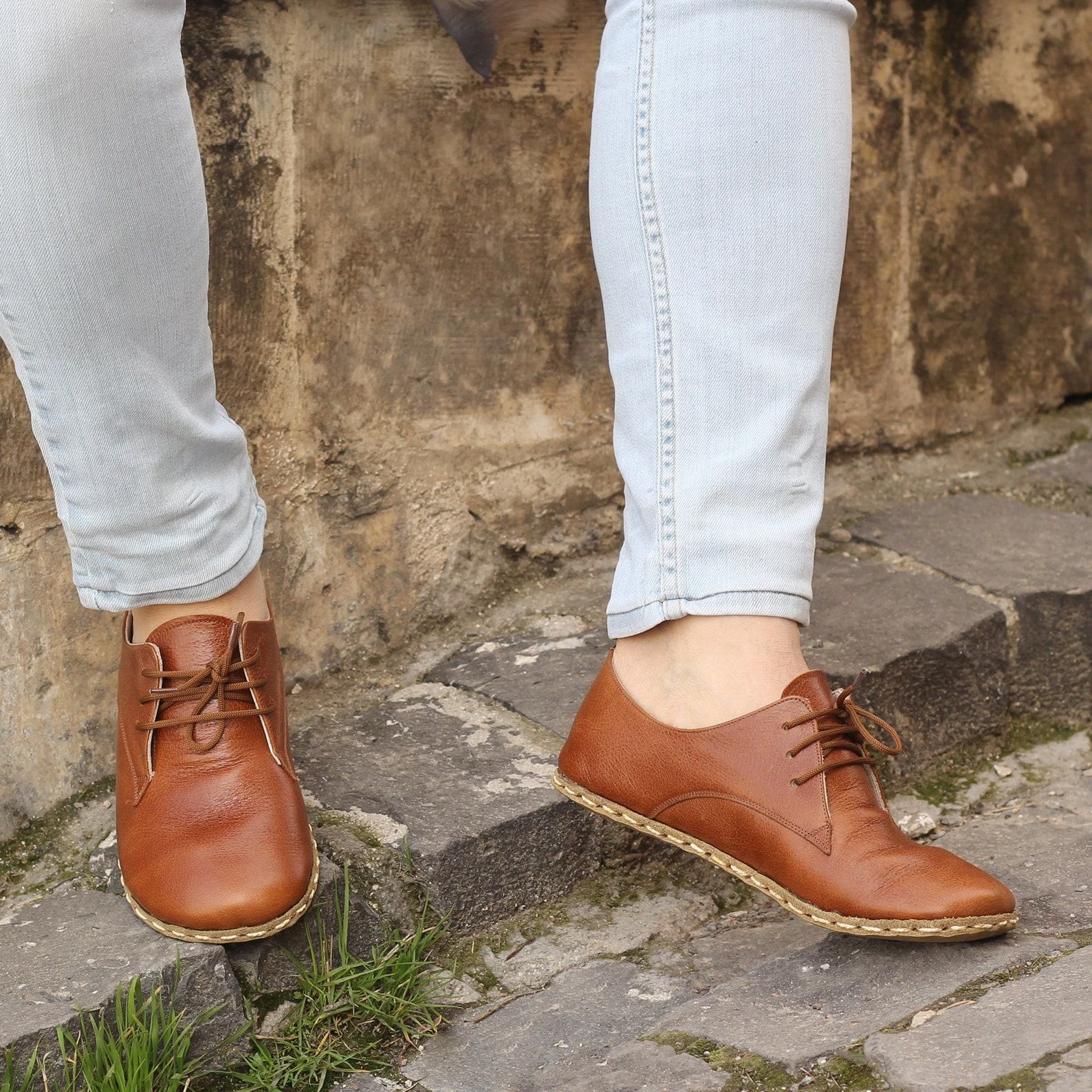 Earth Shoe  Men’s Handmade Brown Grounding Shoes – Barefoot Copper Sole, Antique Brown