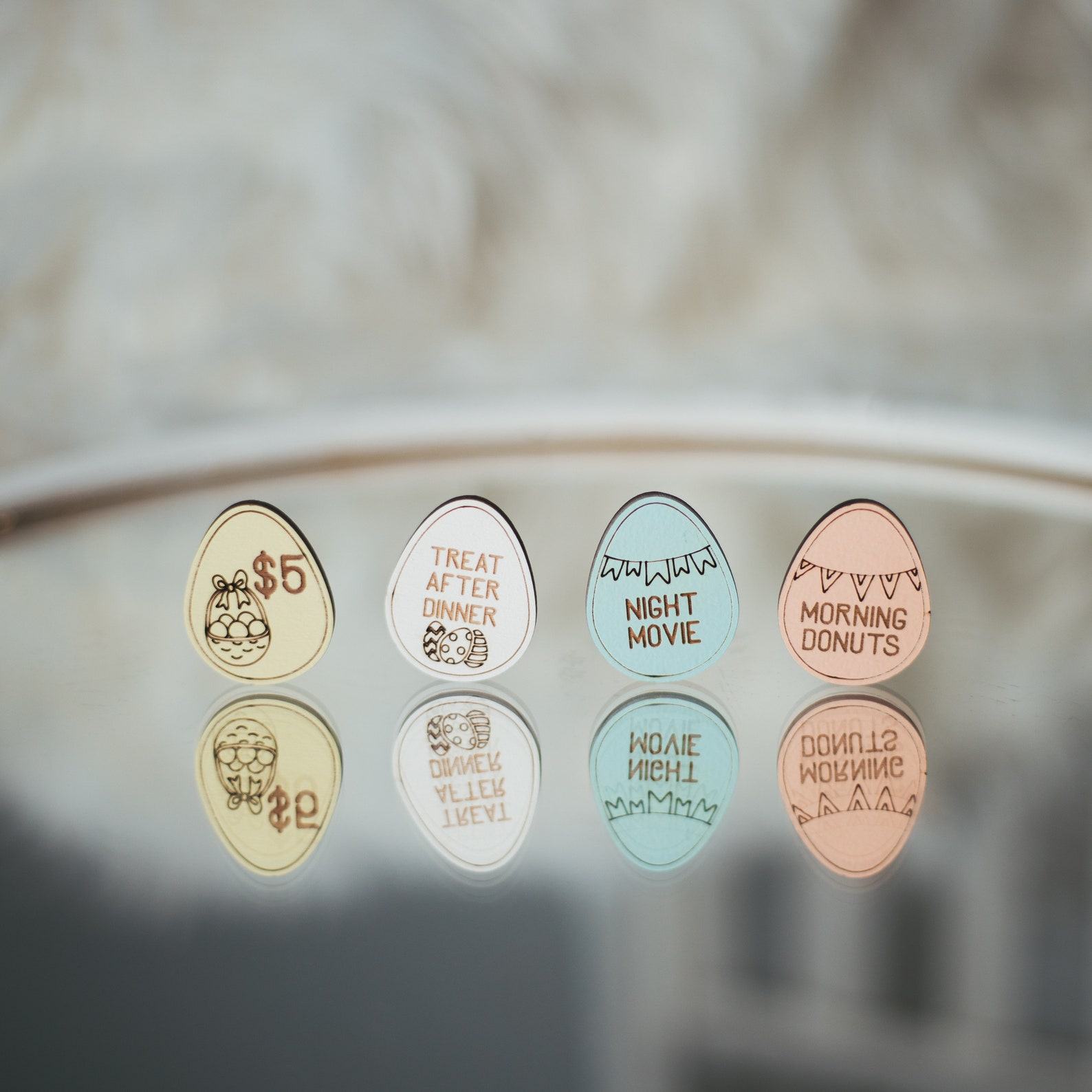 Easter Egg Hunt Tokens  Wooden Rewards for Kids’ Outdoor Games & Baskets