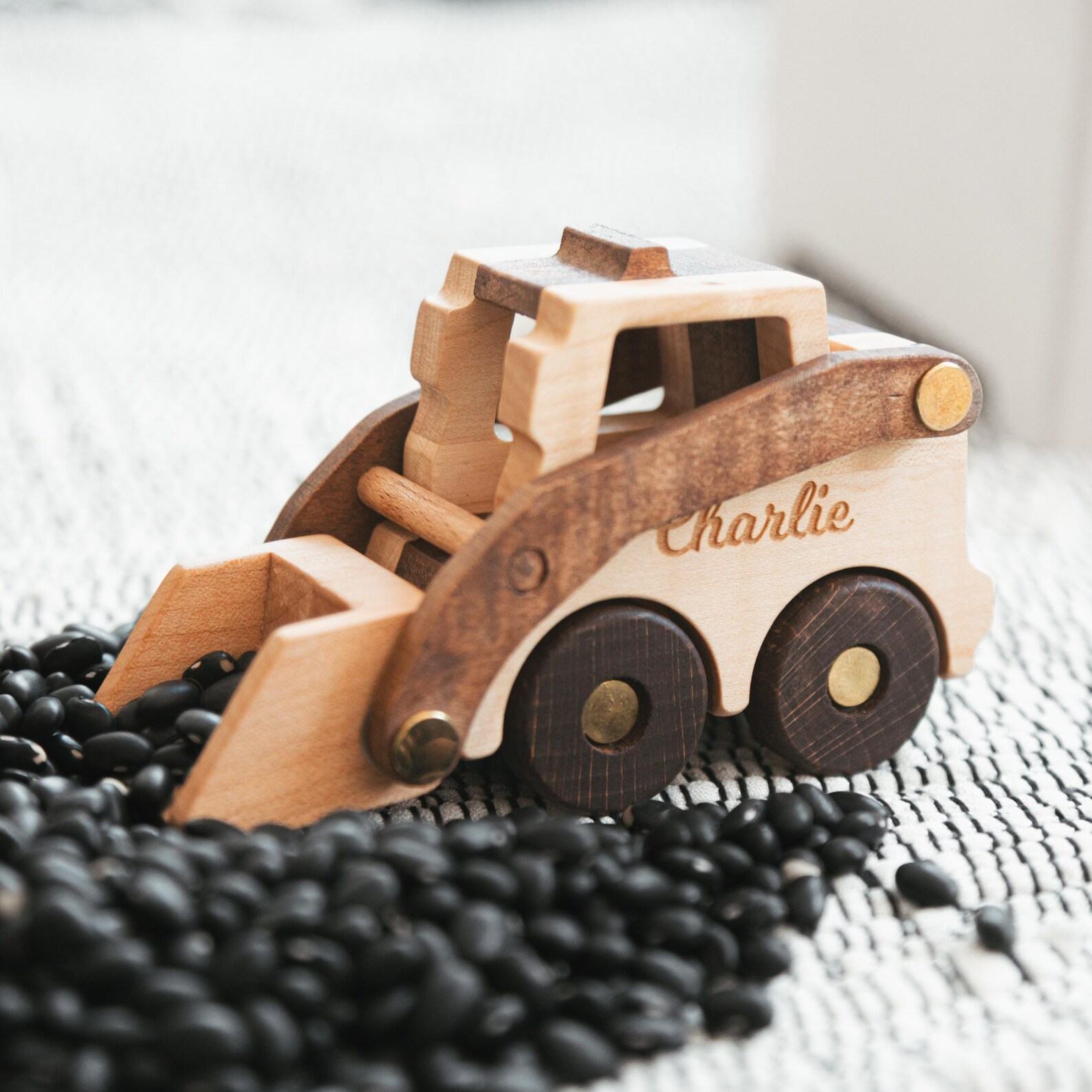 Eco-Friendly Wooden Excavator Toy  Montessori Truck for Boys, Personalized Birthday Present