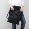 Edgy and Eco-Chic Charcoal Origami Crossbody Bag with Vegan Leather Accents