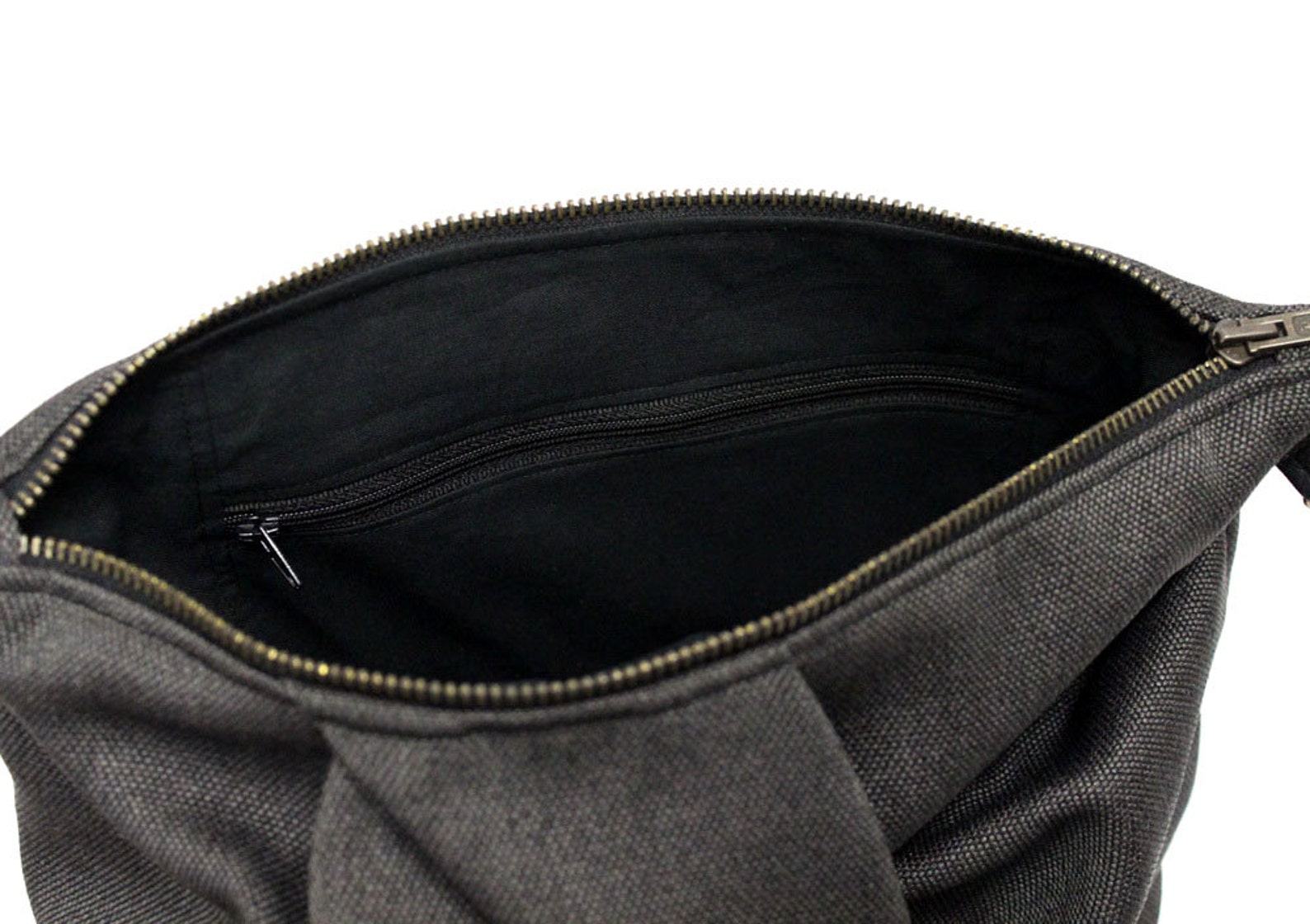 Edgy and Eco-Chic Charcoal Origami Crossbody Bag with Vegan Leather Accents - Image 5