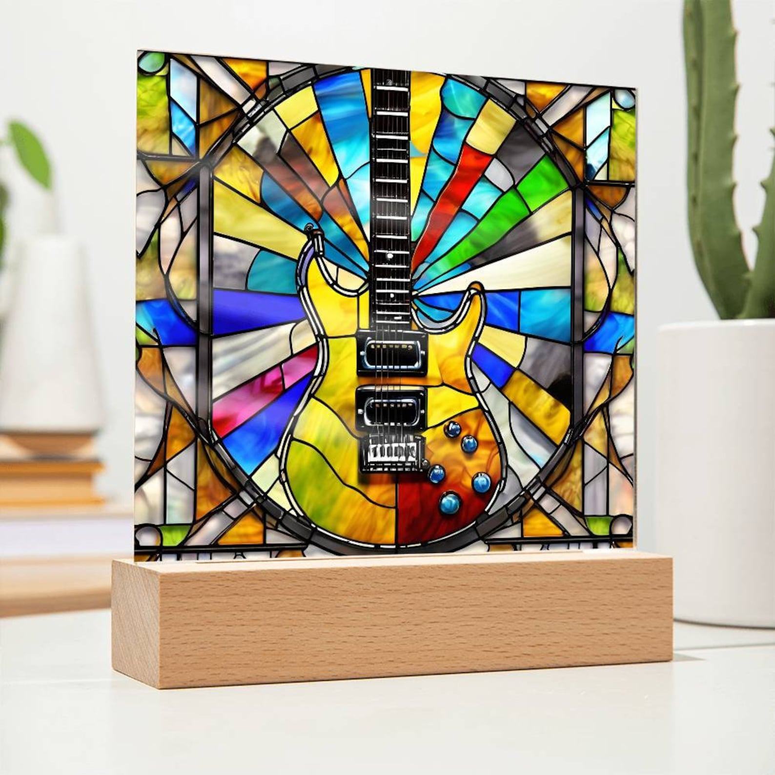 Electric Guitar Home Decor Illuminate Your Passion with Faux Stained Glass