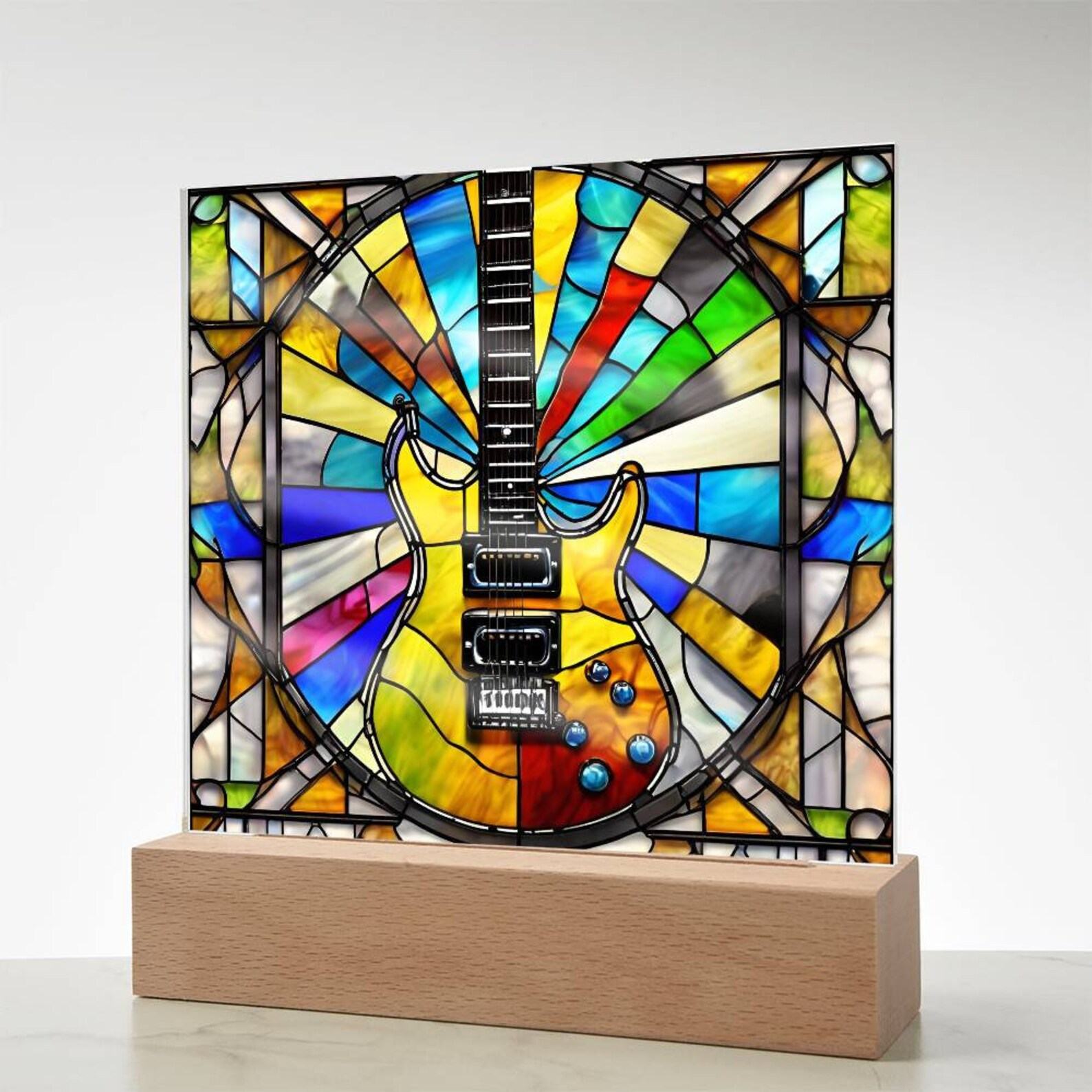 Electric Guitar Home Decor Illuminate Your Passion with Faux Stained Glass