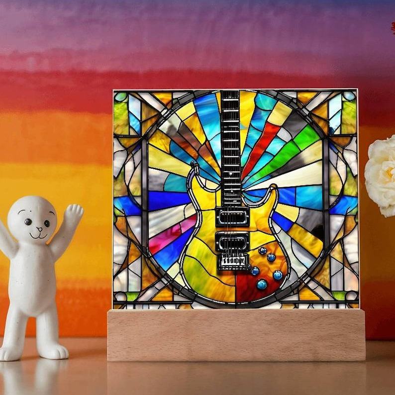 Electric Guitar Home Decor Illuminate Your Passion with Faux Stained Glass