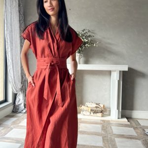 Elegant Linen Kimono Dress Embrace Comfort and Style in One