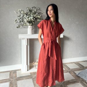 Elegant Linen Kimono Dress Embrace Comfort and Style in One