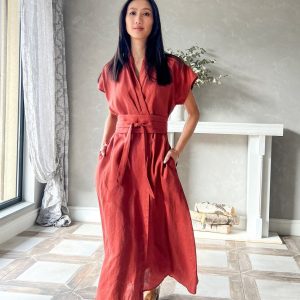 Elegant Linen Kimono Dress Embrace Comfort and Style in One