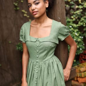 Elegant Linen Midi Dress BETTY, Perfect for Weddings and Special Occasions