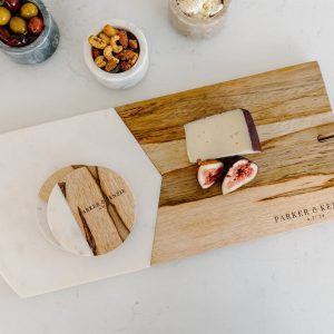 Elegant Marble and Wood Cheese Board Set A Culinary Canvas for Memorable Gatherings