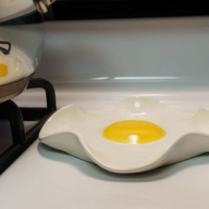 Elevate Your Kitchen Handmade Ceramic Fried Egg Spoon Rest (5″ Wide)