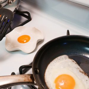 Elevate Your Kitchen Handmade Ceramic Fried Egg Spoon Rest (5″ Wide)