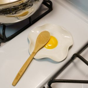 Elevate Your Kitchen Handmade Ceramic Fried Egg Spoon Rest (5″ Wide)