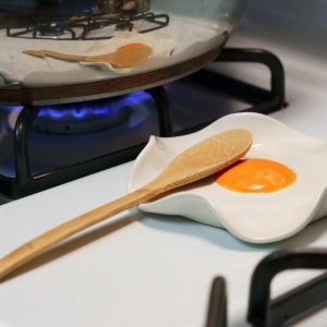 Elevate Your Kitchen Handmade Ceramic Fried Egg Spoon Rest (5″ Wide)