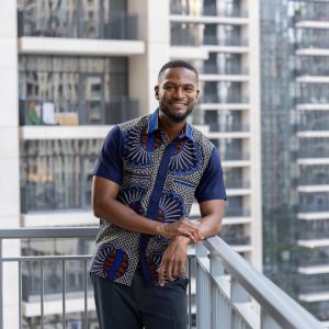 Embrace Cultural Vibrance Zedi’s Navy Men’s African Print Cotton Ankara Shirt