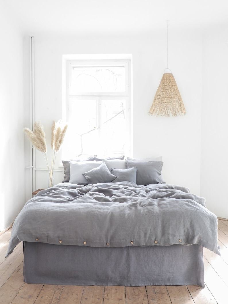 Embrace Nature’s Tranquility Gray Linen Bedding for a Serene Slumber