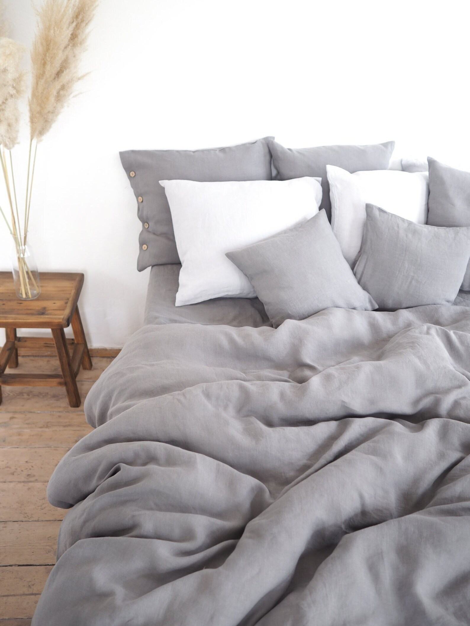 Embrace Nature’s Tranquility Gray Linen Bedding for a Serene Slumber - Image 3