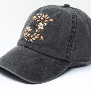 Embroidered Alphabet Letter Baseball Cap Personalized Floral Design for a Unique Item