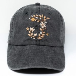Embroidered Alphabet Letter Baseball Cap Personalized Floral Design for a Unique Item