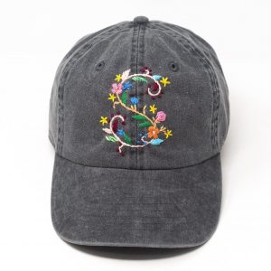 Embroidered Alphabet Letter Baseball Cap Personalized Floral Design for a Unique Item
