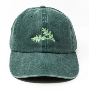 Embroidered Arugula Leaf Baseball Cap Washed Cotton, Curved Brim, Summer Style