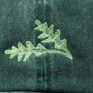 Embroidered Arugula Leaf Baseball Cap Washed Cotton, Curved Brim, Summer Style