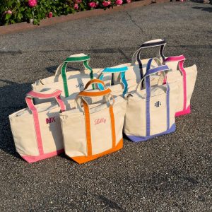 Embroidered Canvas Tote Personalized Monogrammed Beach Bag, Unique Item for Her