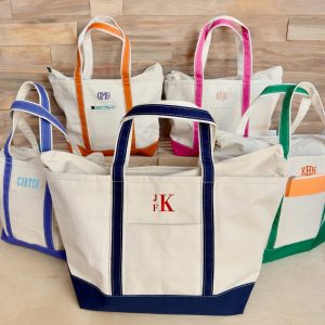 Embroidered Canvas Tote Personalized Monogrammed Beach Bag, Unique Item for Her